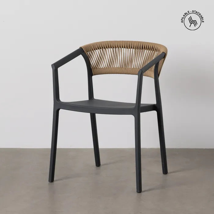 Silla de Jardín apilable en color Negro, Pack de 2u