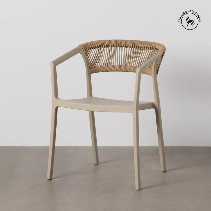 Silla de Jardín apilable en color Beige, Pack de 2u