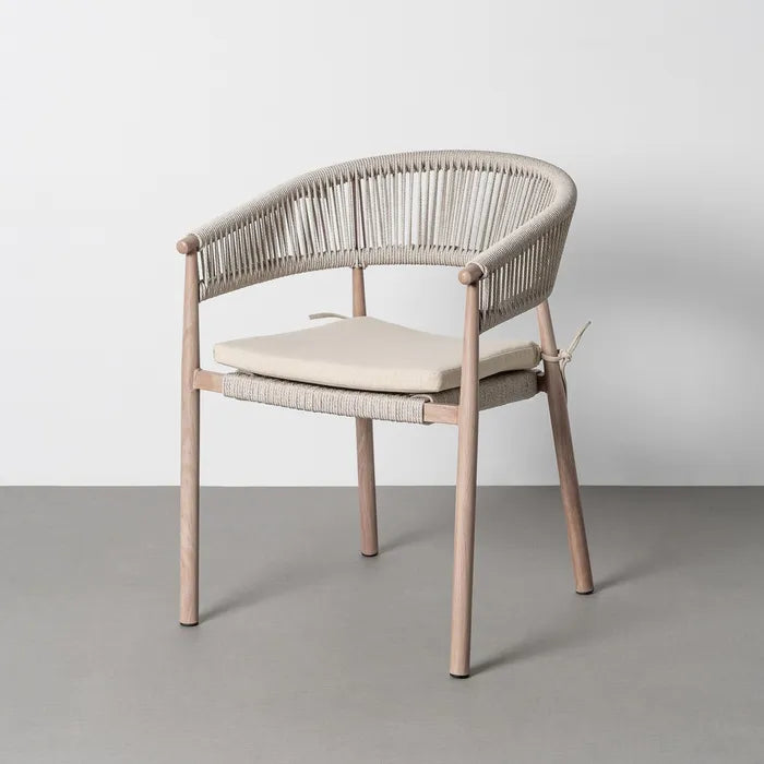 Silla de Jardín de Acero y Ratán Beige Begur