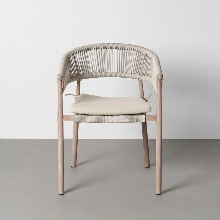 Silla de Jardín de Acero y Ratán Beige Begur