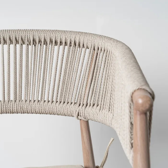 Silla de Jardín de Acero y Ratán Beige Begur