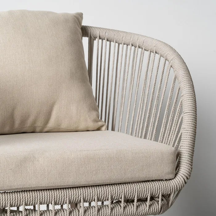 Silla de Jardín de Acero y Rattán en color Beige Begur