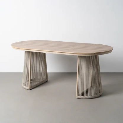 Mesa de comedor ovalada de Exterior en Polywood y Rattán 180x90x76,5cm