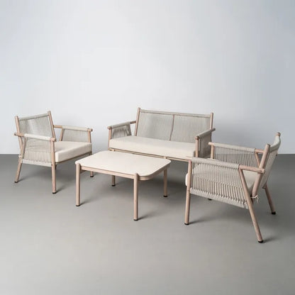 Conjunto de Jardín de Exterior Acero y Ratán Salina