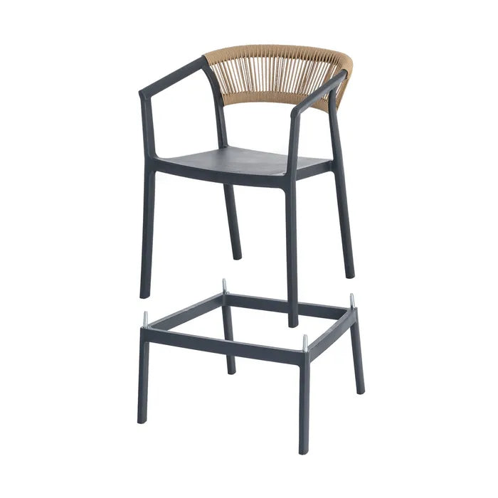 Taburete-Silla de Poliopropileno Negro y Cuerda