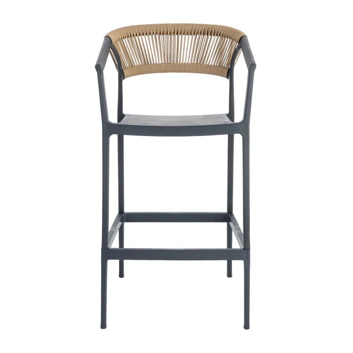 Taburete-Silla de Poliopropileno Negro y Cuerda