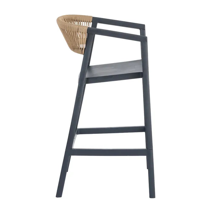 Taburete-Silla de Poliopropileno Negro y Cuerda