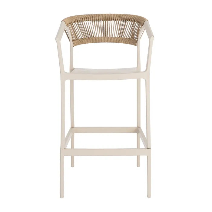 Taburete-Silla de Poliopropileno Beige y Cuerda