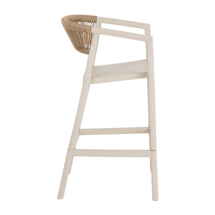 Taburete-Silla de Poliopropileno Beige y Cuerda
