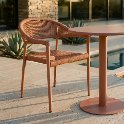 Silla apilable de Aluminio y Ratán en color Terracota, Pack 2u
