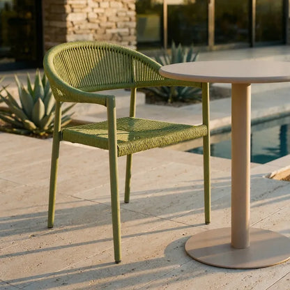 Silla apilable de Aluminio y Ratán en color Verde, Pack 2u