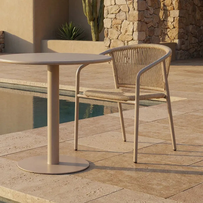 Silla de Jardín apilable de Aluminio y Ratán Beige, Pack 2u