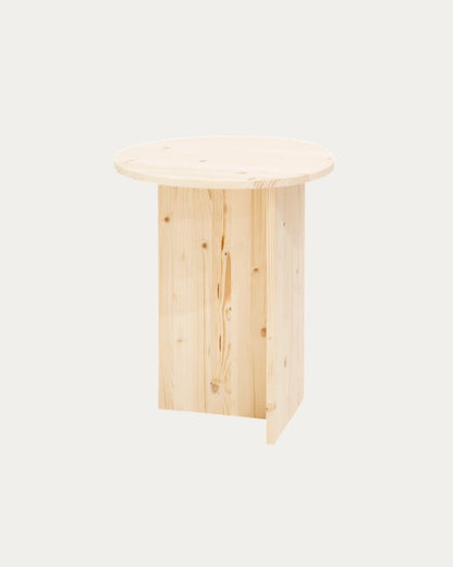 MESA AUXILIAR REDONDA DE MADERA MACIZA 50cm EN VARIOS COLORES