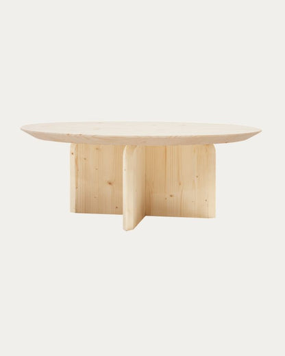 Mesa de Centro redonda de Madera Maciza con sobre Biselado 60/80cm en varios colores