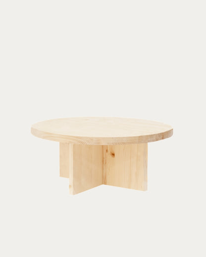 Mesa de centro redonda de madera maciza Pals en varios colores y medidas
