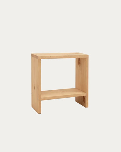 Mesita de Noche de Madera Natural Maciza Calella