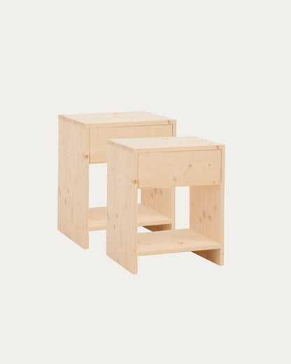 Pack de 2 Mesitas de Noche de Madera Natural Roses en Varios Colores y Medidas