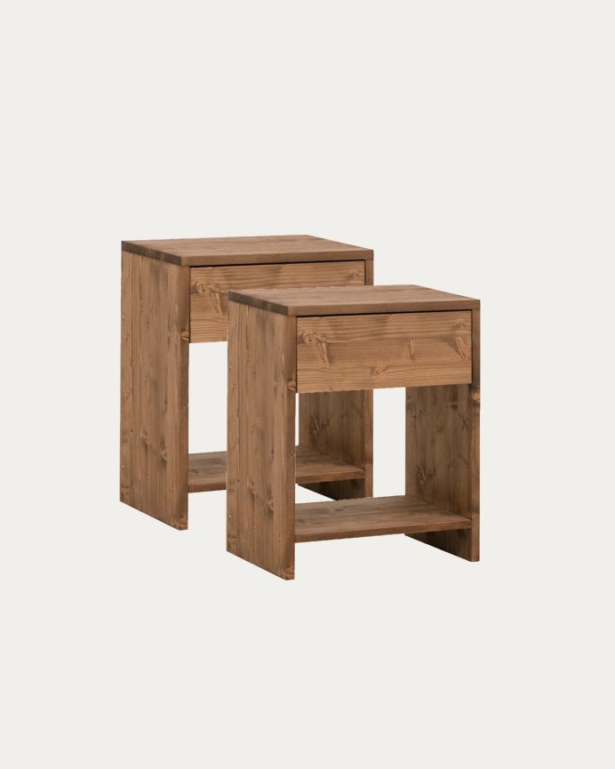 Pack de 2 Mesitas de Noche de Madera Natural Roses en Varios Colores y Medidas