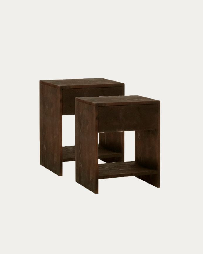 Pack de 2 Mesitas de Noche de Madera Natural Roses en Varios Colores y Medidas
