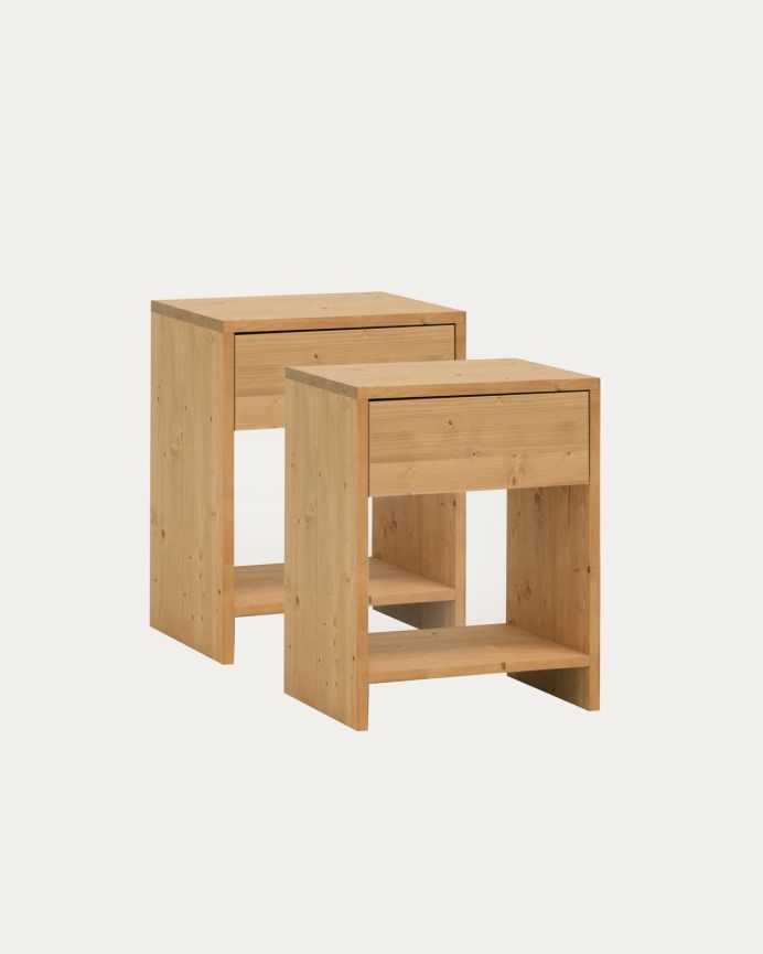 Pack de 2 Mesitas de Noche de Madera Natural Roses en Varios Colores y Medidas
