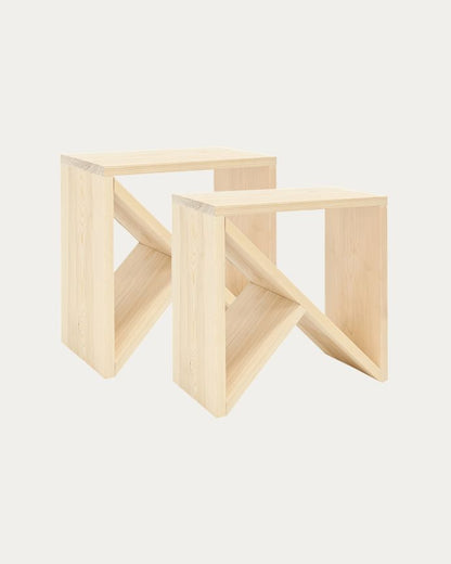 Pack de 2 Mesitas de Noche de Madera Natural Maciza Tossa en varios colores y medidas