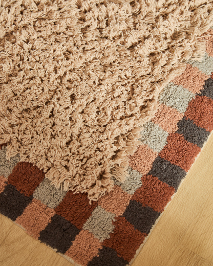 Alfombra rectangular de algodón multicolor