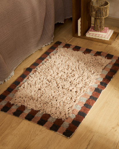 Alfombra rectangular de algodón multicolor