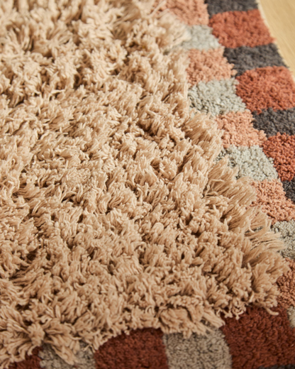 Alfombra rectangular de algodón multicolor