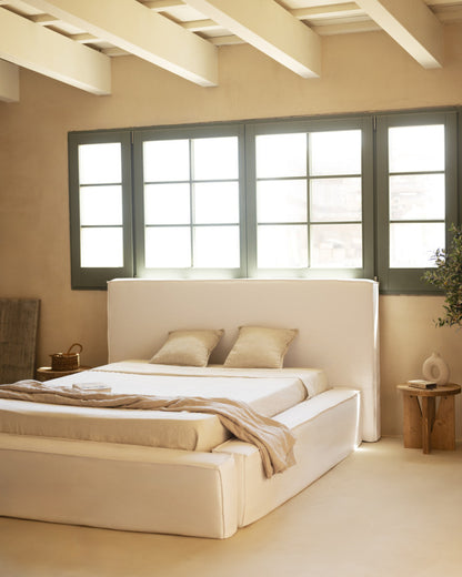 Cama Tatami con cabecero desenfundable de lino, Osaka