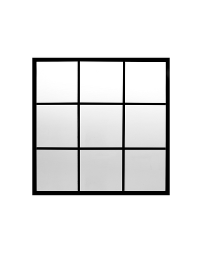 Espejo de pared tipo ventana elaborado con madera 90x90 cm