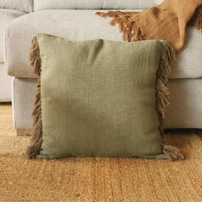 Funda Cojín Algodón Kaki 50x50cm Veleta