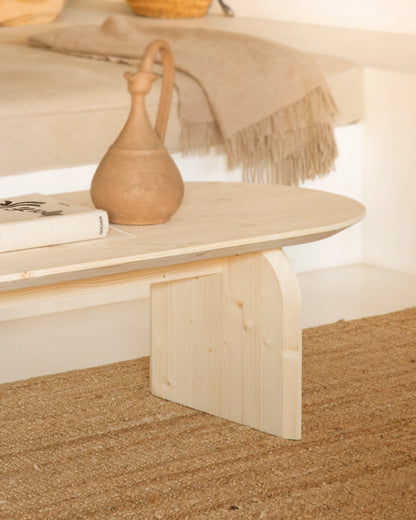 MESA DE CENTRO DE MADERA MACIZA CON SOBRE BISELADO 100/120CM EN VARIOS COLORES