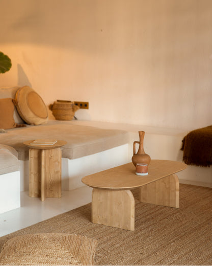 MESA DE CENTRO DE MADERA MACIZA CON SOBRE BISELADO 100/120CM EN VARIOS COLORES