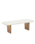 Mesa de Centro de microcemento blanco roto y patas de madera 95cm