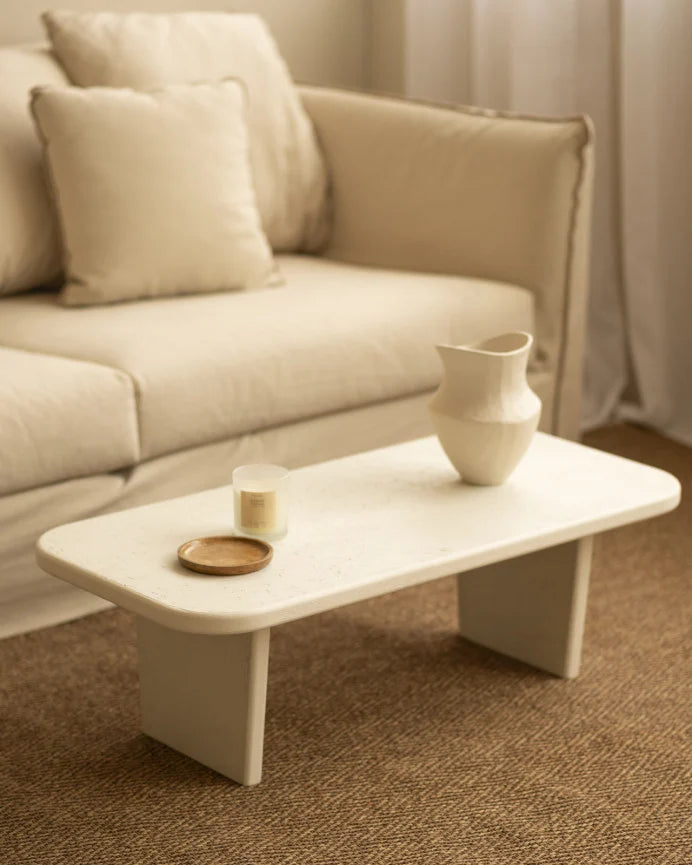 Mesa de Centro de microcemento blanco roto 95cm