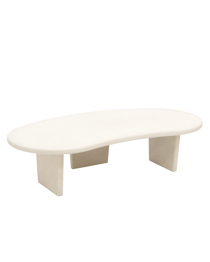 Mesa de Centro de Microcemento blanco roto con formas orgánicas 120cm