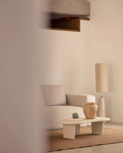 Mesa de Centro de Microcemento blanco roto con formas orgánicas 120cm