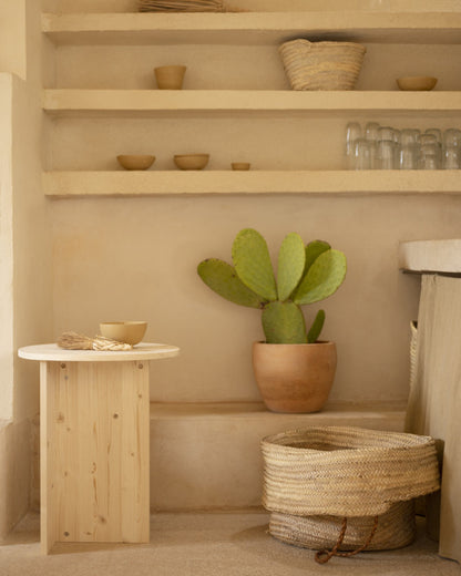 MESA AUXILIAR REDONDA DE MADERA MACIZA 50cm EN VARIOS COLORES