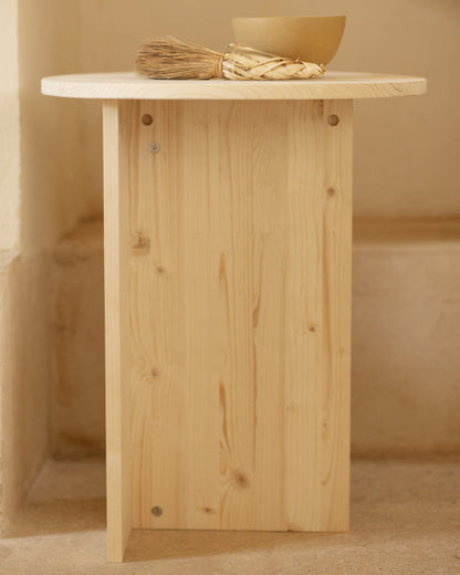 MESA AUXILIAR REDONDA DE MADERA MACIZA 50cm EN VARIOS COLORES