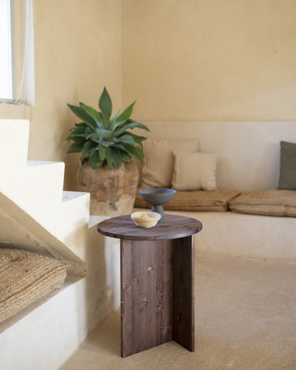 MESA AUXILIAR REDONDA DE MADERA MACIZA 50cm EN VARIOS COLORES