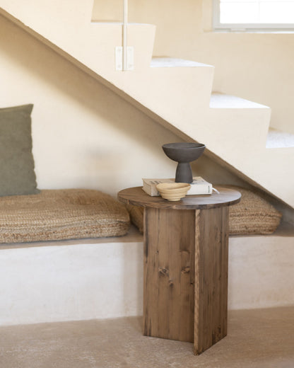 MESA AUXILIAR REDONDA DE MADERA MACIZA 50cm EN VARIOS COLORES