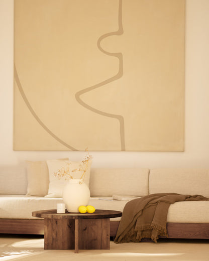 Mesa de centro redonda de madera maciza Pals en varios colores y medidas