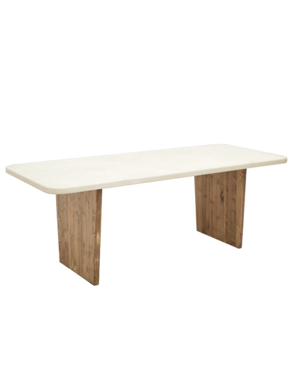 Mesa de Comedor Rectangular de Microcemento Blanco Roto