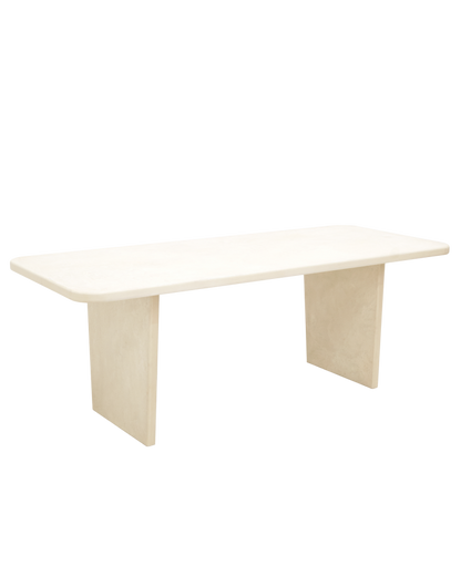 Mesa de Comedor Rectangular de Microcemento Blanco Roto
