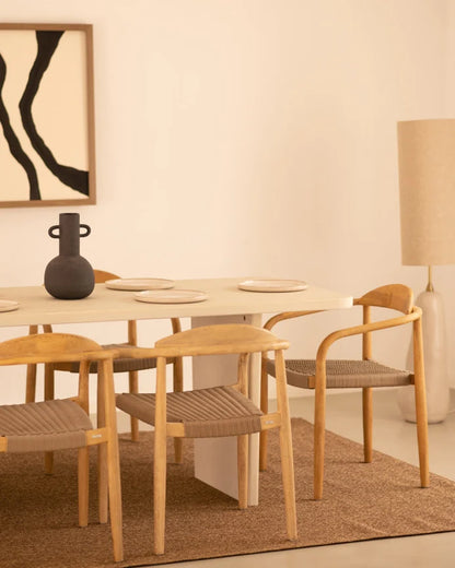 Mesa de Comedor Rectangular de Microcemento Blanco Roto