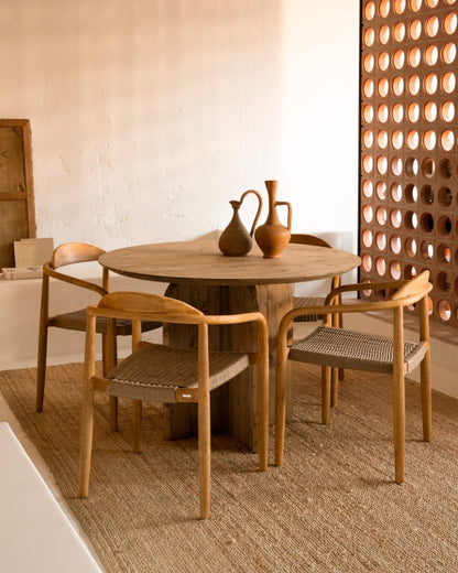 Mesa de comedor redonda de madera maciza varios colores 110cm