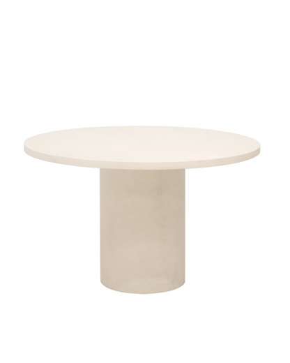 Mesa de comedor redonda de Microcemento en color Blanco Roto