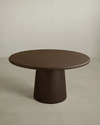 Mesa de Comedor Redonda de Microcemento Marrón Chocolate