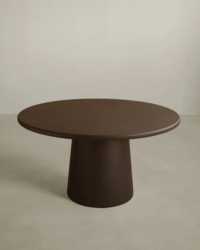 Mesa de Comedor Redonda de Microcemento Marrón Chocolate