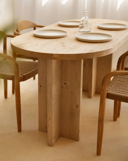 Mesa de comedor de madera maciza ovalada en varios colores i medidas